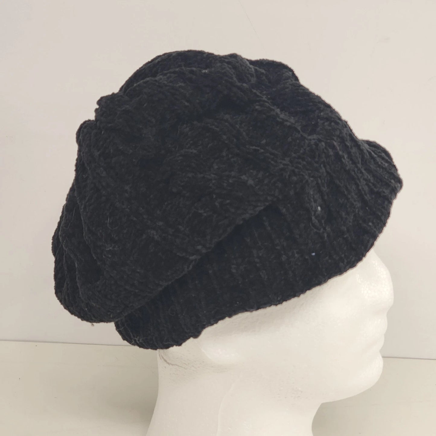 Black Knit Beanie Winter Hat One Size Unisex 100% Acrylic Watch Cap Minimalist