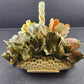 Capodimonte Porcelain Flower Basket Ardalt 4405 Yellow Pink Blue Italy Vintage