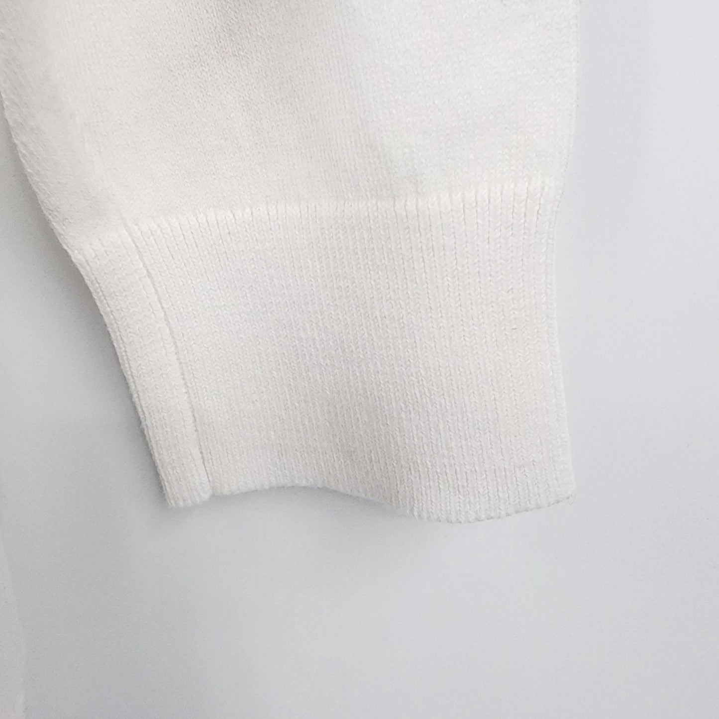 Talbots Petites Medium Pima Cotton White Cardigan Dragonfly Embroidered Sweater