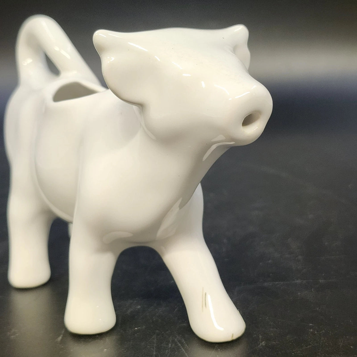 Apilco White Porcelain Cow Creamer Pitcher Figural Milk Pourer Farmhouse 6.5"