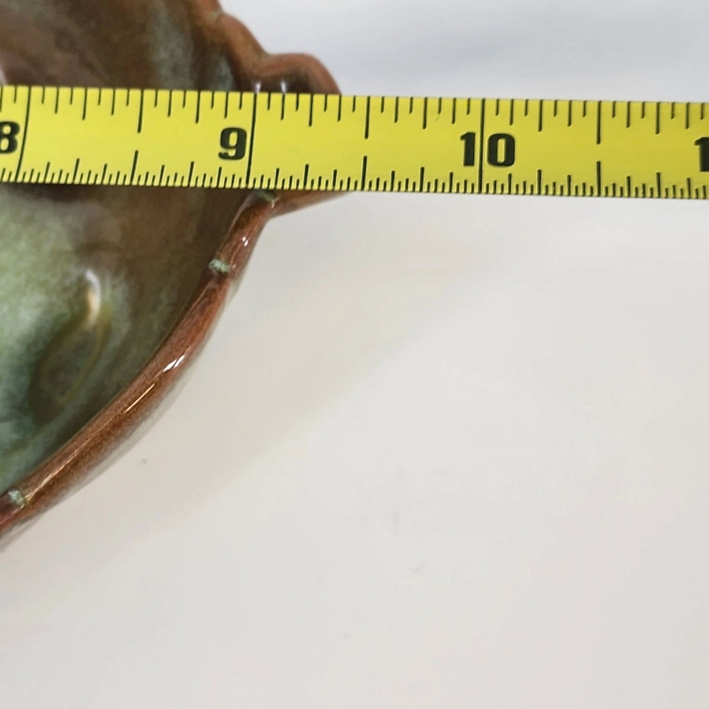 Frankoma Pottery Prairie Green Leaf Dish 225 Footed Serving Tray Oklahoma Clay