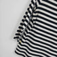 Relativity Black White Striped Boat Neck Top L 3/4 Sleeve Button Shoulder Womens