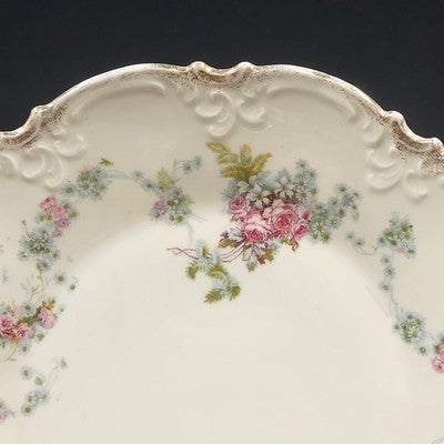 Haviland Limoges "Rebecca" Round Serving Tray – 10" Porcelain with Scalloped Edge, Raised Trellis & Rose Floral Design – Vintage French Tableware