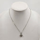 Silver Tone Chain with Pave Rhinestone Clover Shaped Pendant Long Necklace 9.5"