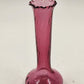 Pilgrim Cranberry Glass Bud Vase 7" Swirled Neck Ruffled Rim Hand Blown