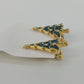 Christmas Tree Clip On Earrings Green Gold Tone Rhinestone Vintage Holiday 1990s