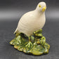 Ceramic Bird Figurine White Partridge on Green Foliage by Cort's Ceramics 7.5"h