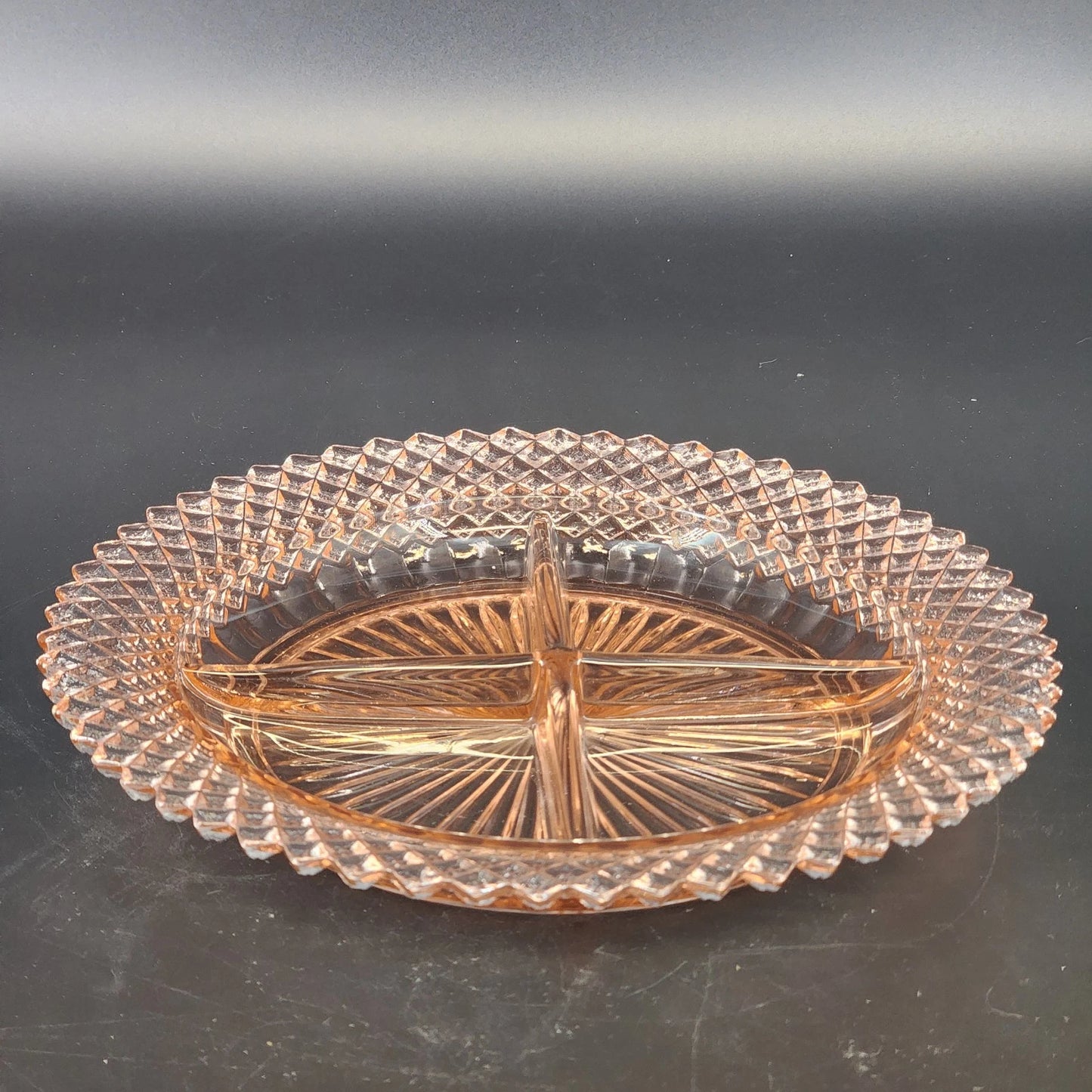 Pink Depression Glass Divided Grill Plate Anchor Hocking Miss America 9" Vintage