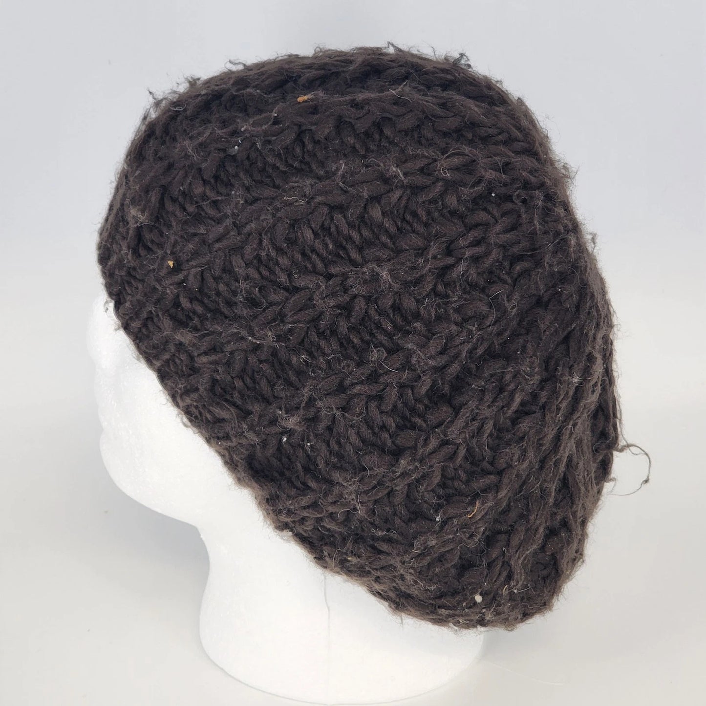 Knit Beret Women’s French Artist Hat Chocolate Brown Winter Beanie Slouchy Cap