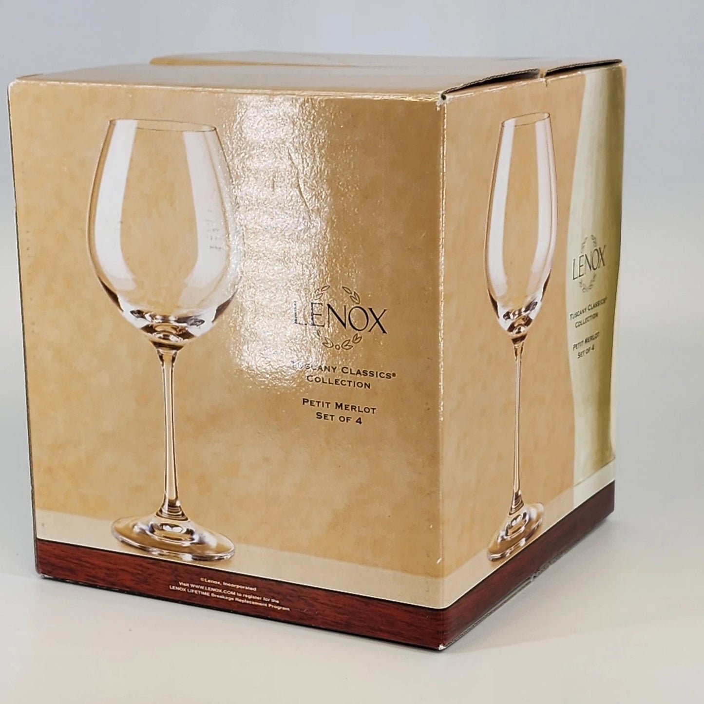 4 Lenox Wine Glasses Set 8.25" Tuscany Classics Crystal Petit Merlot NIB