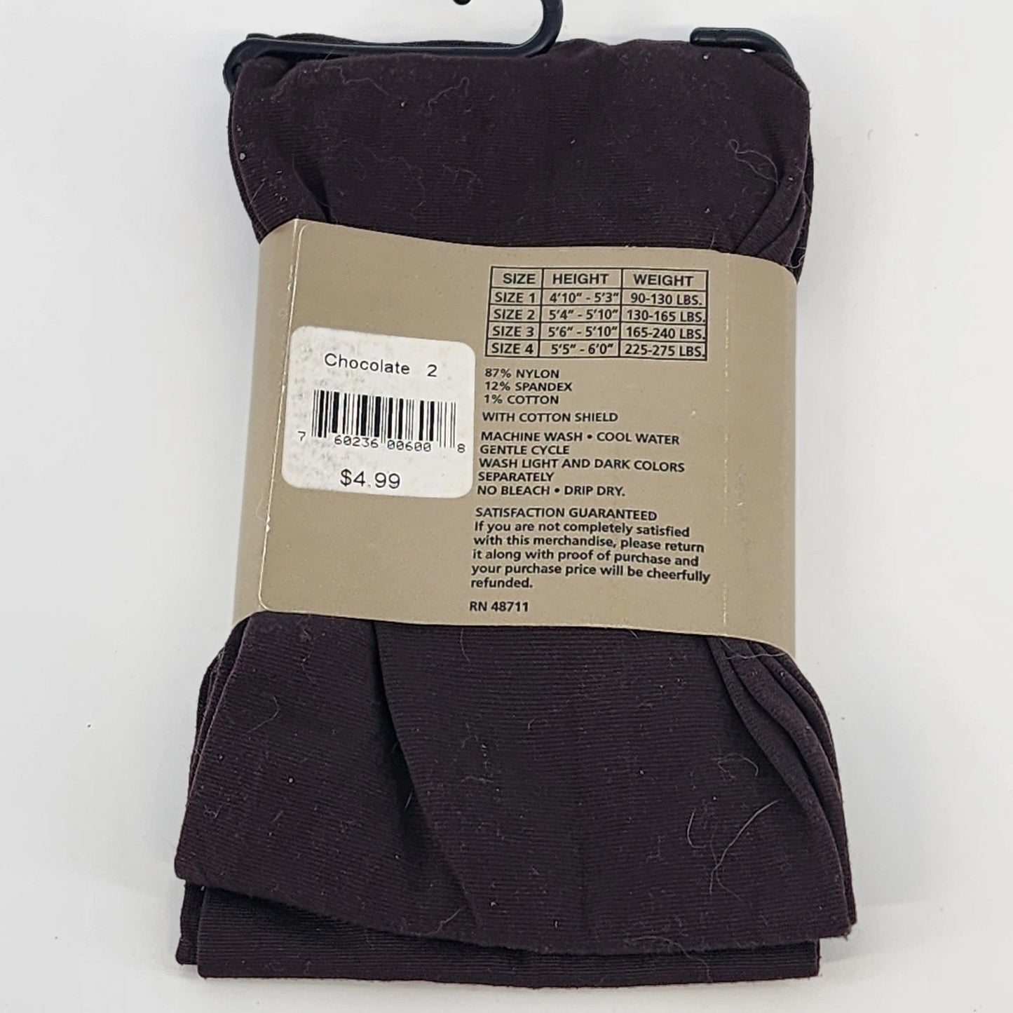 Massini Womens Size 2 Stocking Brown Control Top Opaque Tights Cotton Shield NWT