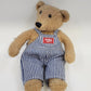 OshKosh B'gosh Teddy Bear Stuffed Plush Hickory Stripe Overalls 12" Vintage 1987
