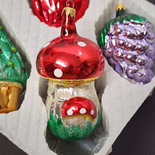 6 Kurt Adler Ornaments Box Set Mercury Blown Glass Christmas Vintage Columbia