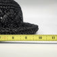 Women's Black Crochet Straw Cloche Hat Rolled Brim Cut Out Open Weave One Size