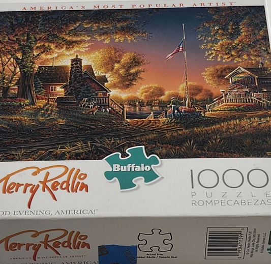 Terry Redlin 1000 Pc Jigsaw Puzzle Buffalo Games FLAG HOMAGE Complete 27" x 20"