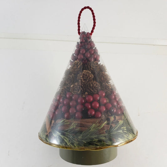 Christmas Tree Potpourri Cone Pine Cones Sprigs Cinnamon Cranberries 10.5" Decor