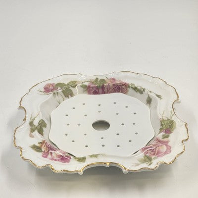 Rosenthal RC Monbijou Butter Dish Pink Roses Gold Trim Bavaria 7"
