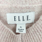 ELLE Women's XL Pink Metallic Knit Sweater Rhinestone Floral Crew Neck