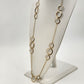 Gold Tone Curb Link Chain w Round Gilded Circle Open Loops Pendant 20" Necklace