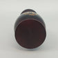 Turned Wood Vase Inset Botanical Floral Pattern Dark Brown 8" Vintage