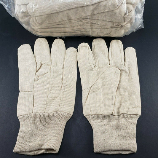12 pr Mens Large Canvas Gloves 8 oz Cotton Blend Knit Wrist West Chester 708K