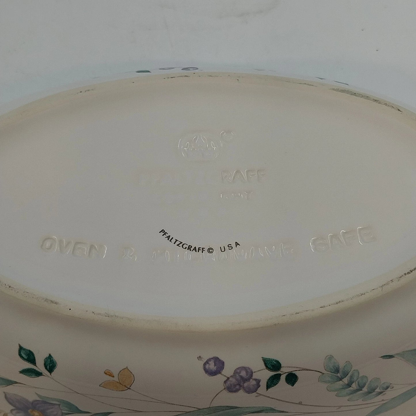 Pfaltzgraff Grapevine Oval Casserole Baker Dishes Floral USA 2 Pc Handles 8x5"