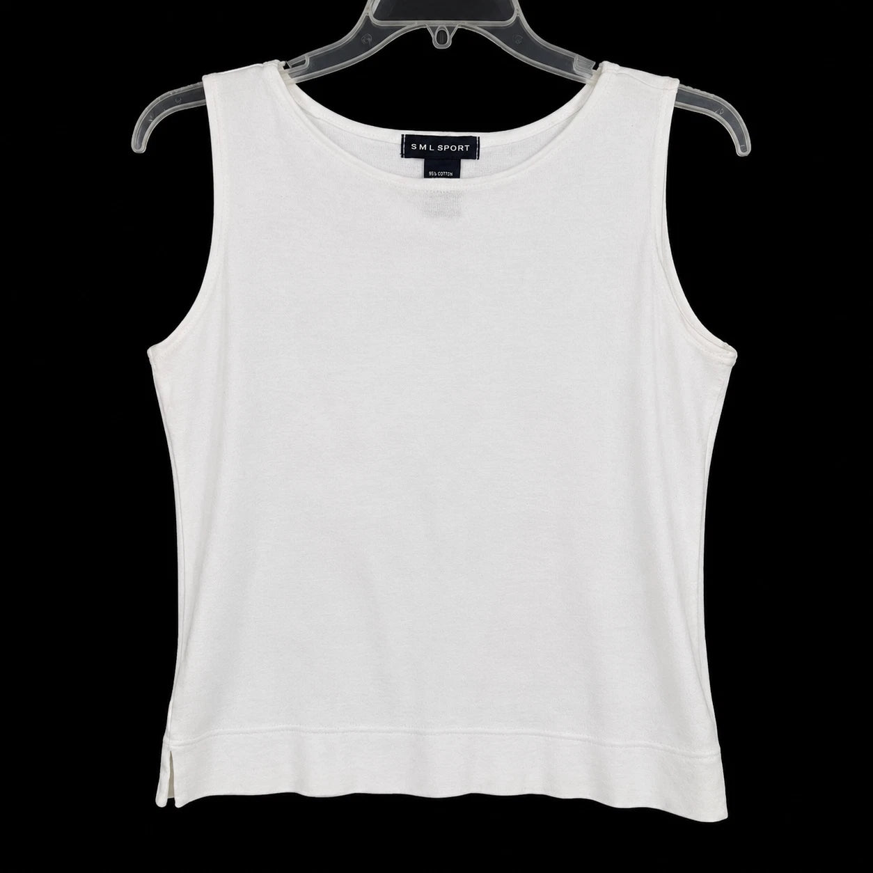 SML Sport White Sleeveless Tank Top Women's Medium Cotton Stretch Made Guatemala