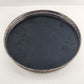 Reticulated Round Cocktail Serving Tray Black Formica Silver Plated 10.5" Vtg