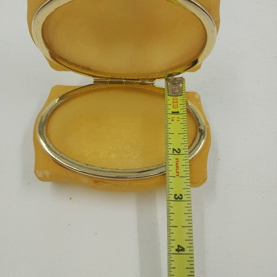 Genuine Alabaster Trinket Jewelry Box Hinged Lid 4" Hand Craft Italy George Good
