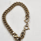Four Leaf Clover Glass Dome Cabochon Charm Bracelet Gold Tone Curb Chain 7.5"
