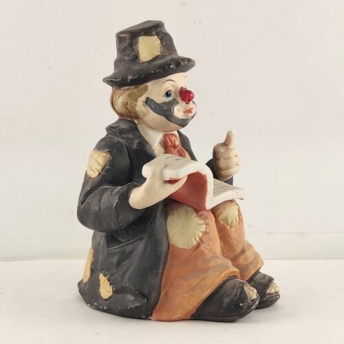 Sun Saint Porcelain Hobo Clown with Book Music Box 6.5" Plays King of the Road