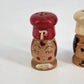 Wood Chef Salt & Pepper Shakers 2" White Boy Red Girl Japan Kitsch 1960's Vtg