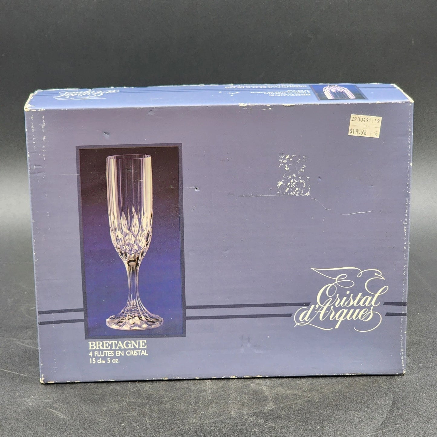 4 Cristal d’Arques Bretagne Champagne Flutes 5 oz Crystal Vintage France NIB