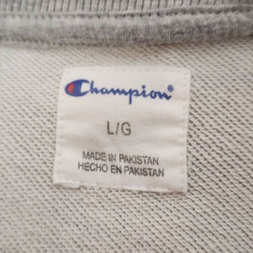 Champion Men's Sweatshirt Large Gray Pullover Fleece Crew Neck LS Classic Logo