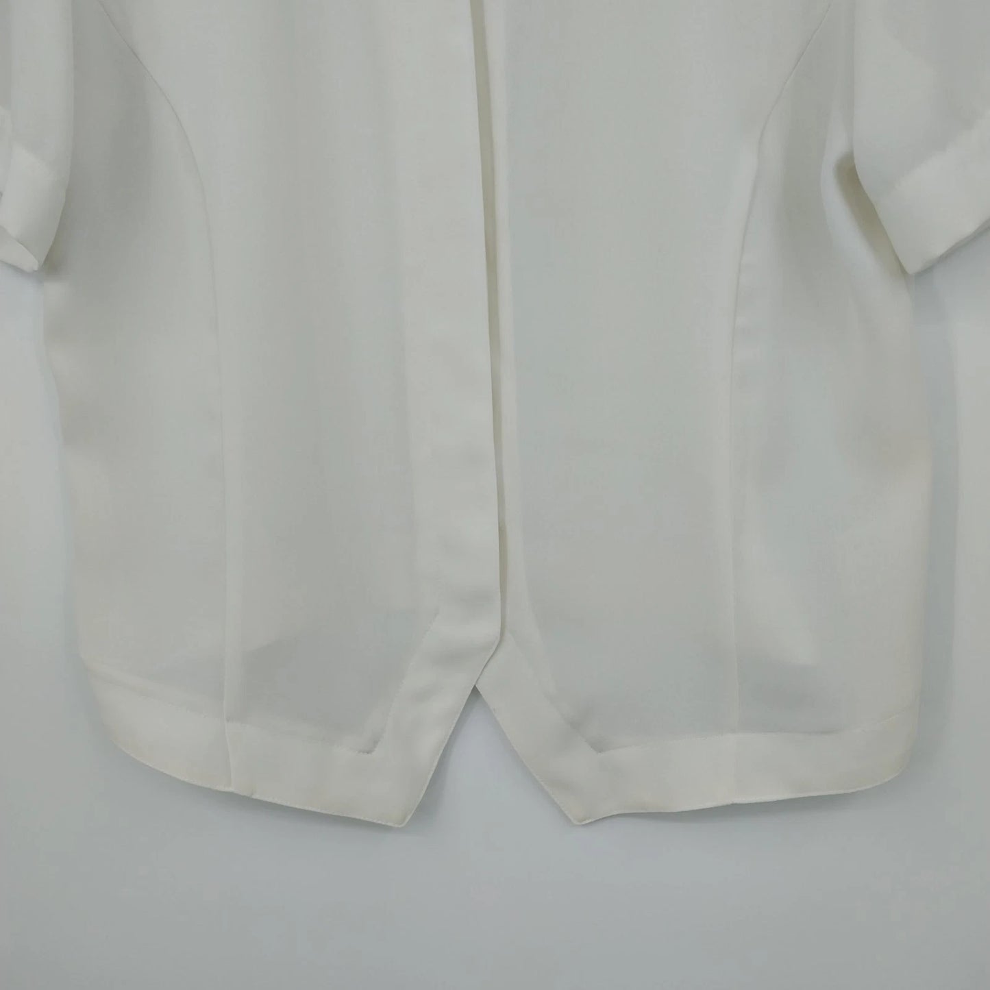 Liz Claiborne White Sheer Button Front Blouse Women's Small Short Sleeve Top