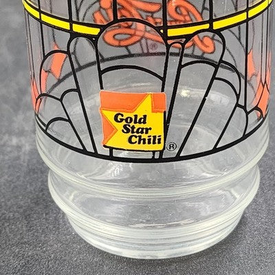 Gold Star Chili Pepsi Cola Clear Drinking Glass 6" Tiffany Style Vtg Advertising