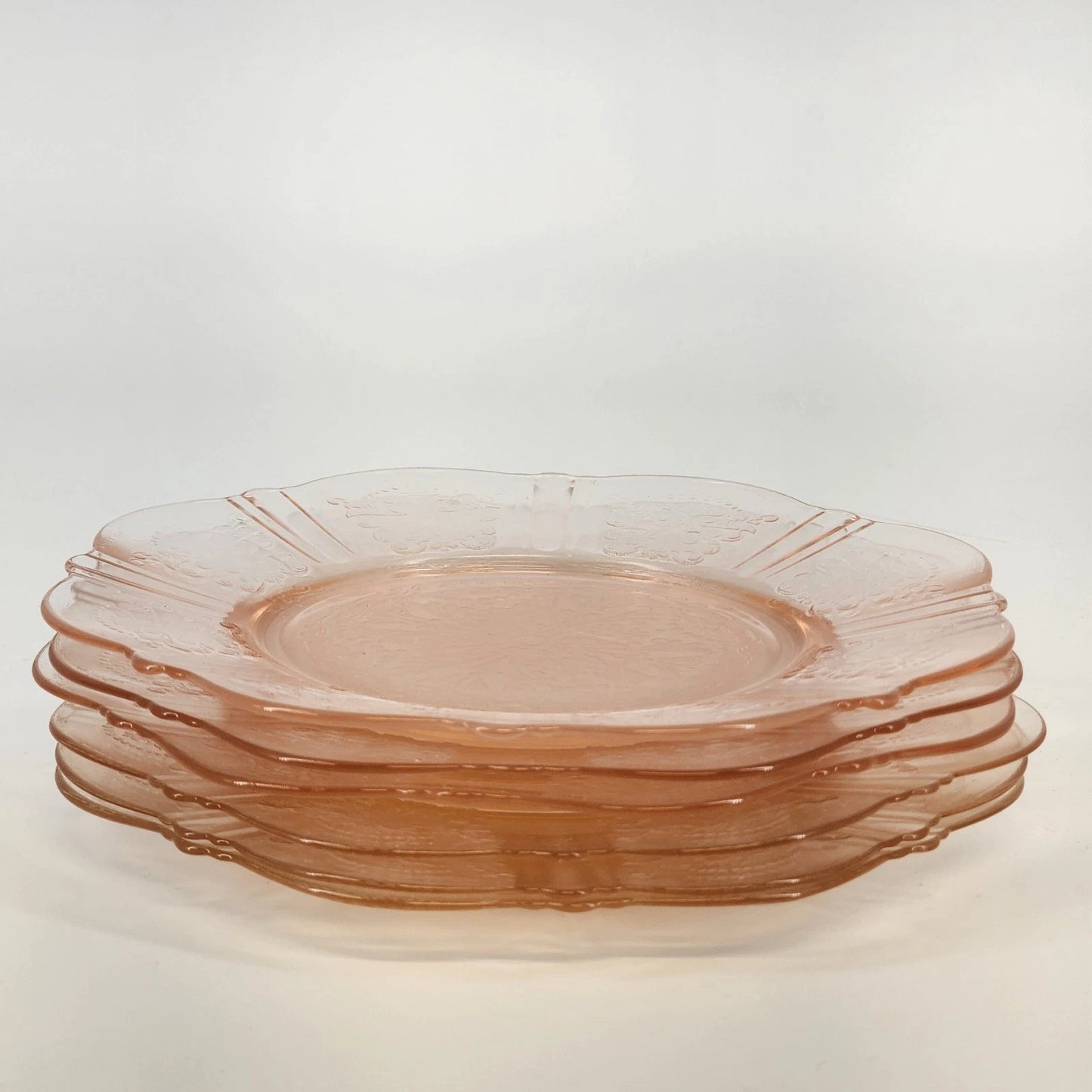 Vintage American Sweetheart Pink Depression Glass Bread Plates Set