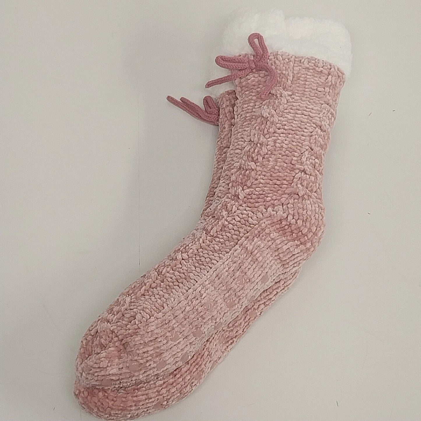 Lauren Conrad Pink Faux Fur Slipper Socks Womens L XL