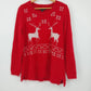 French Laundry Christmas Sweater Large Red Silver Fuzzy Deer Snowflake Slits Vtg