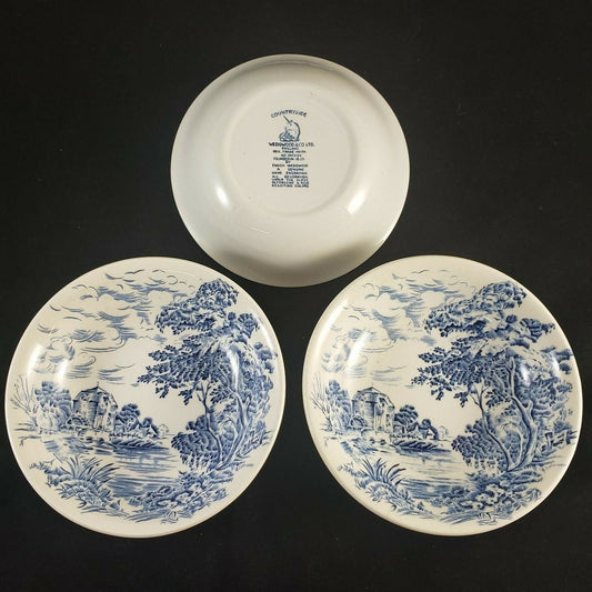 Wedgwood England Countryside Blue Enoch White Berry Dessert Bowls 3 PC Vintage