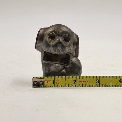 Pewter Brass Puppy Figurine Big Eyes Ears Small Dog Statue China 2.75"
