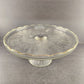 Pedestal Cake Plate Stand Harp Pattern Jeanette Glass Gold Trim 1950’s Vintage