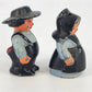 Amish Couple Salt & Pepper Shakers Cast Metal Figural Cork Stopper Country Farm