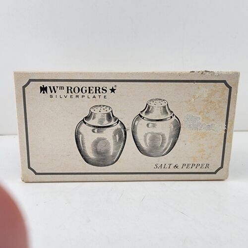 International Silver Wm Rogers Silverplate No 864 Salt & Pepper Shaker Box Set