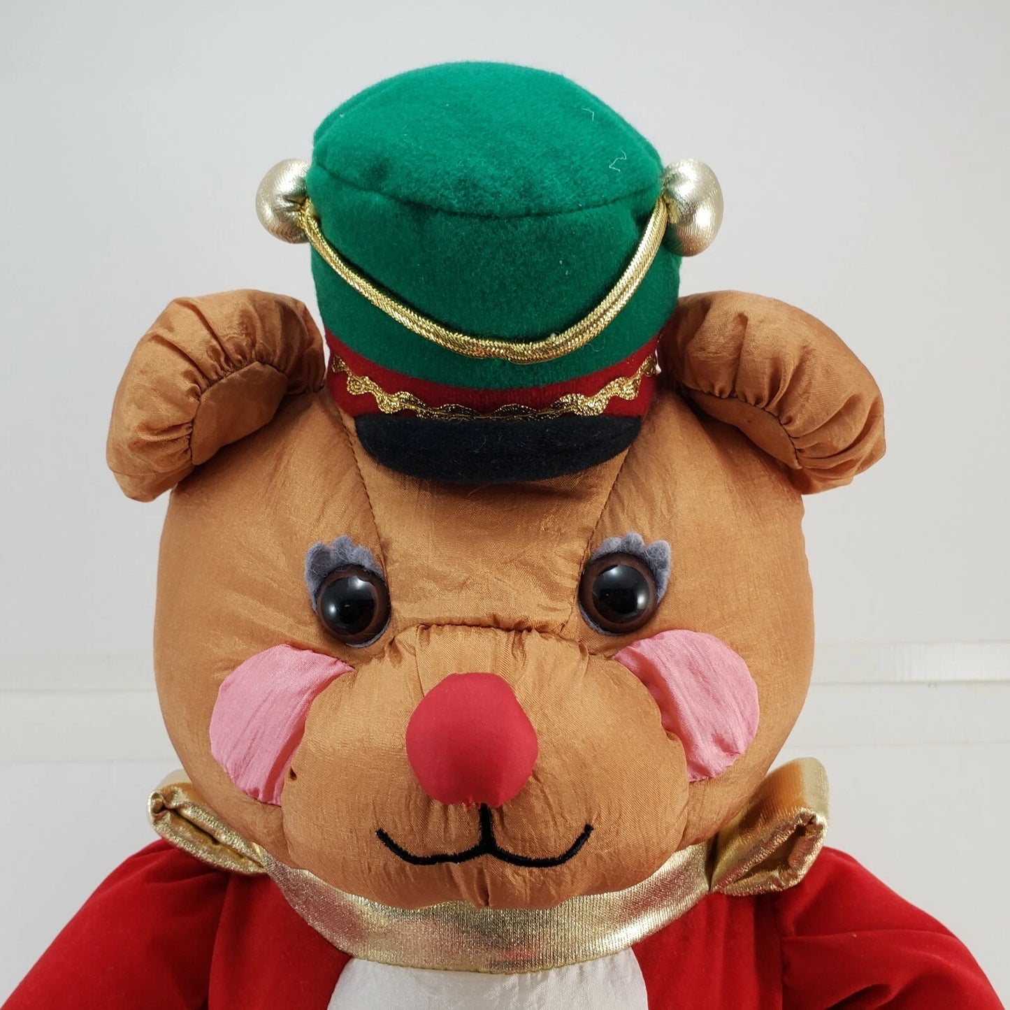 International Silver Plush Drummer Bear 16" Christmas Stuffed Toy Vintage 1994