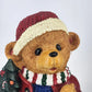 Resin Christmas Teddy Bear Figurine Red Coat Puppy & Tree 11" Holiday Ornament