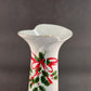 Ribbon and Holly Flower Vase with Leaves and Red Berries and a Red Bow 11½" H