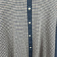 Cape Cod Sportswear Houndstooth Polo Sweater Navy Brown Gold Buttons Collared