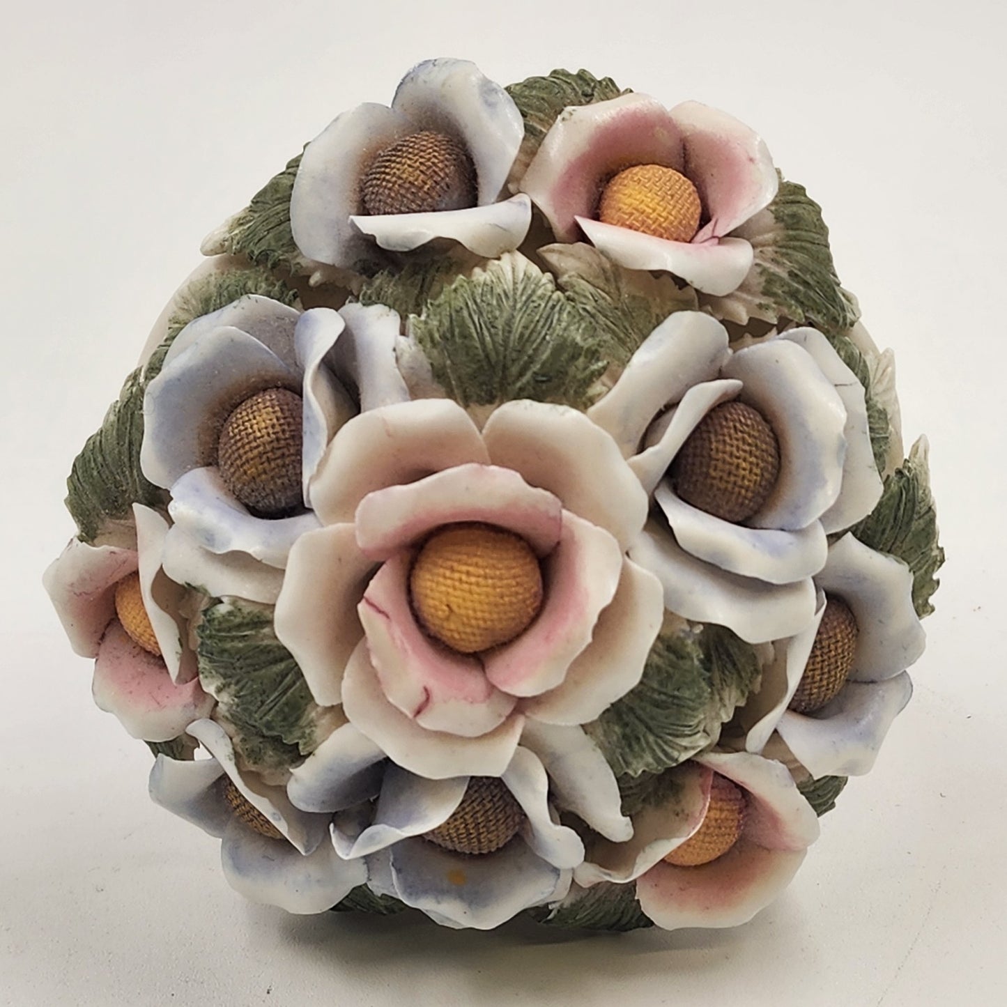 Handcrafted Italian Capodimonte Multicolor Floral Porcelain Decorative Art Vase