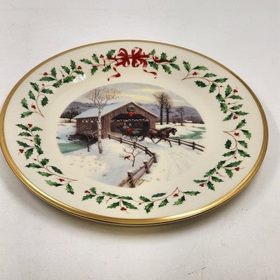 Lenox 2007 Annual Collector Christmas Plate 17th Series Numbered Covered Bridge